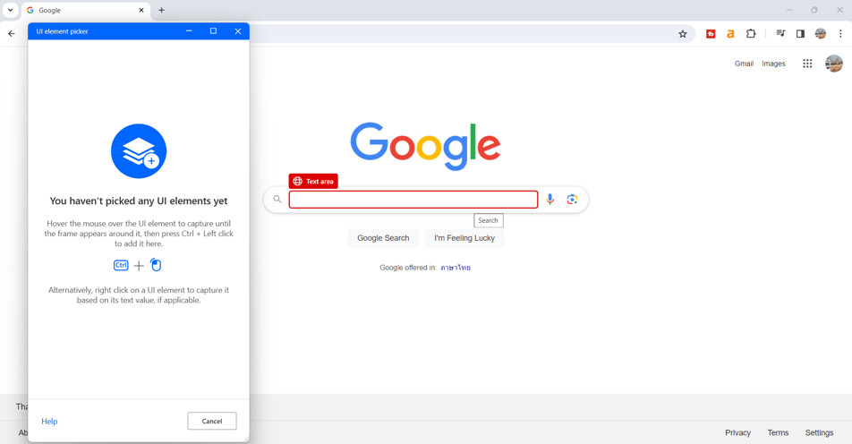 ui element picker and google