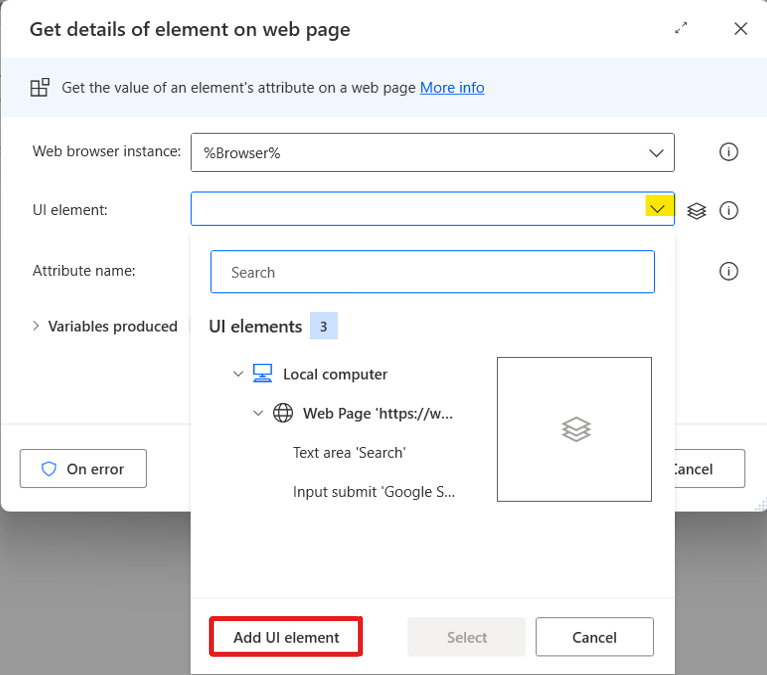 Get details of element on web page in Power Automate Desktop – PenBot_RPA